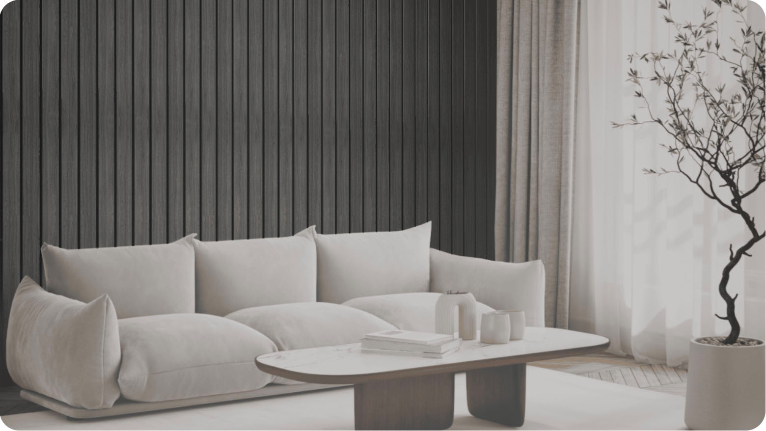 Lattenwand Breed Lichtgrijs eiken