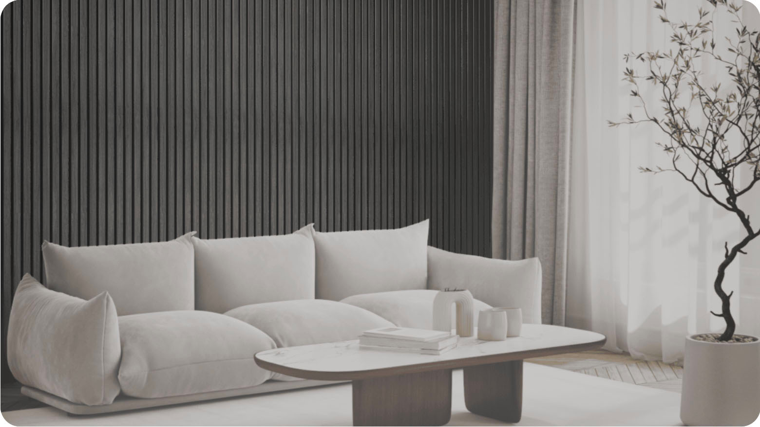 Lattenwand Smal Lichtgrijs eiken