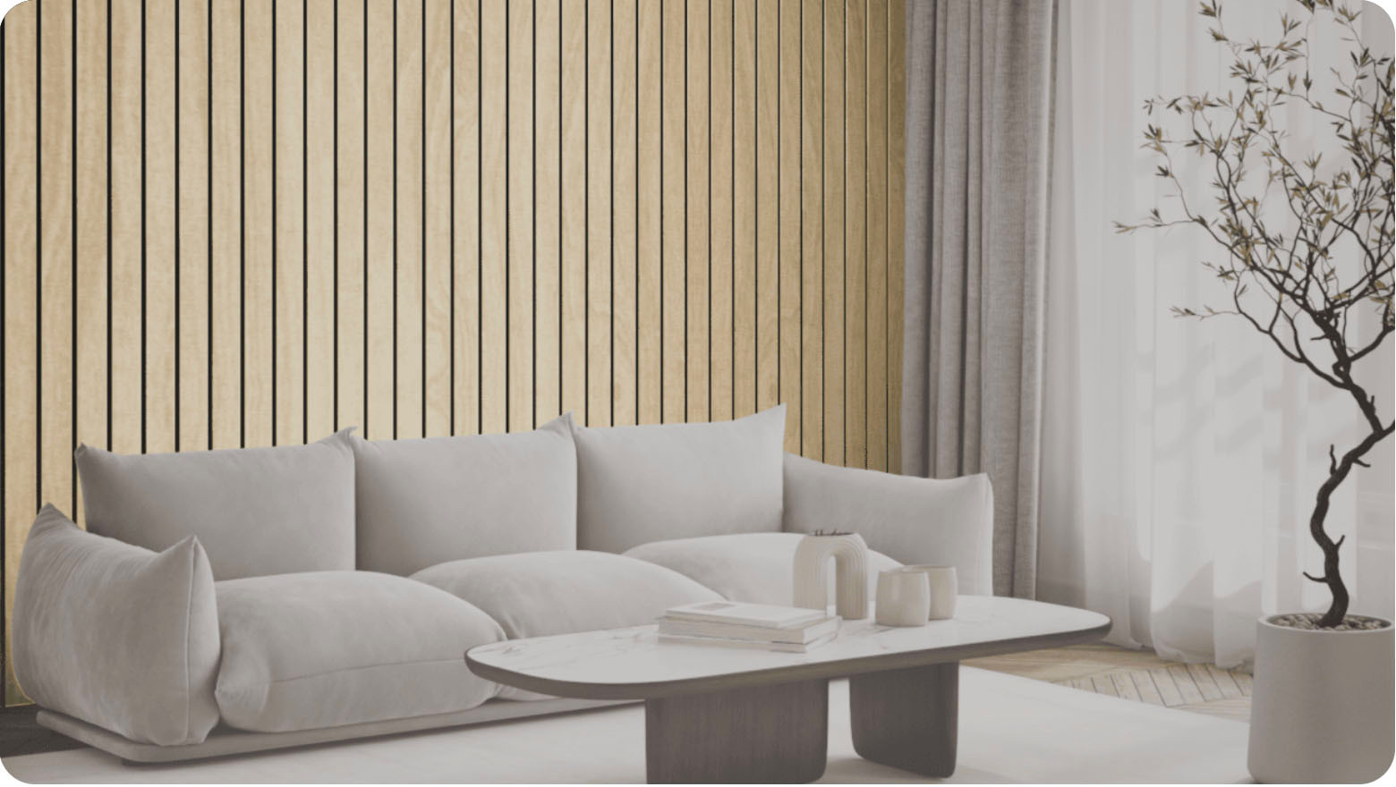 Lattenwand Breed Licht eiken