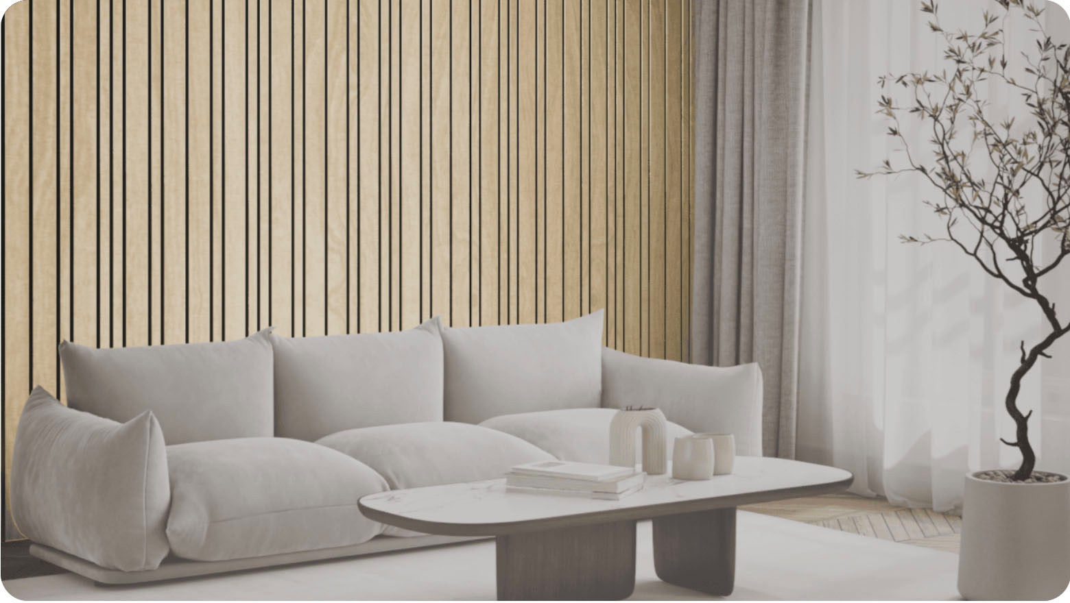 Lattenwand Mix Licht eiken