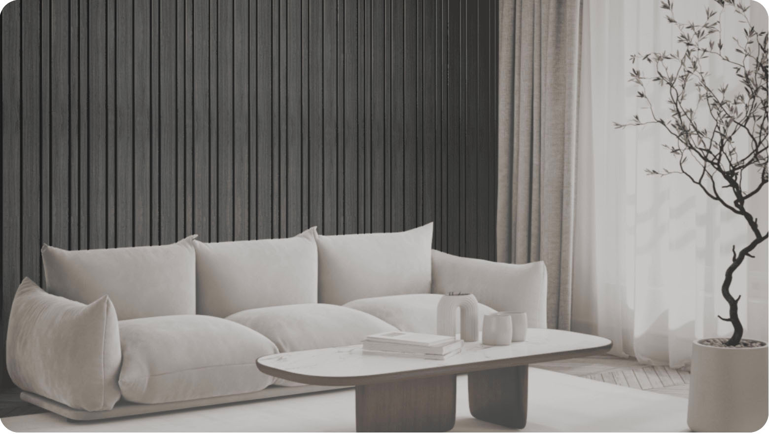 Lattenwand Mix Lichtgrijs eiken