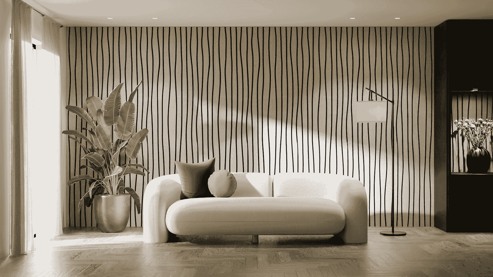 Lattenwand Organic Smal Licht eiken